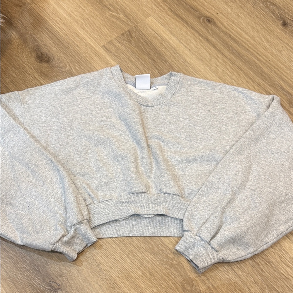 Aritzia Heather chrome cropped mega crewneck size 3(L)